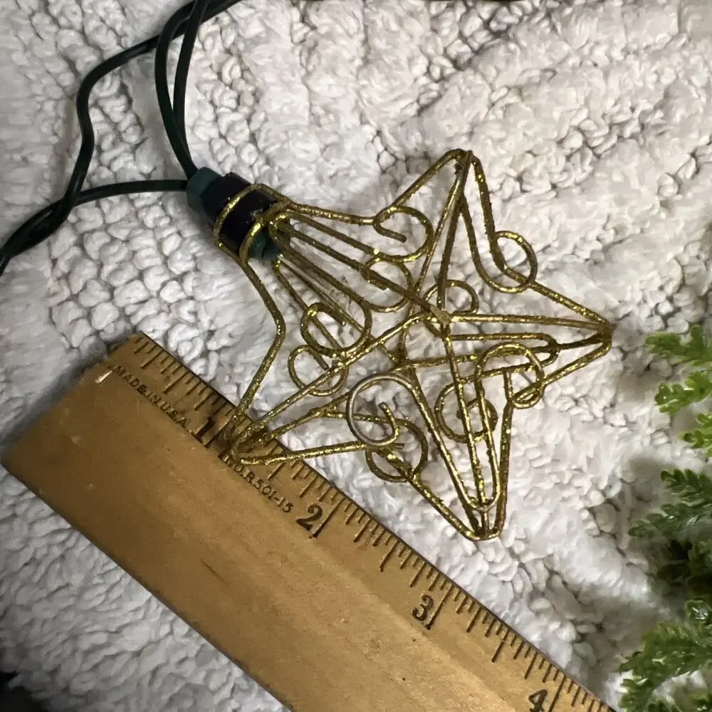Vintage Pier 1 Metal Wire Gold Star String Lights Holiday Party Christmas